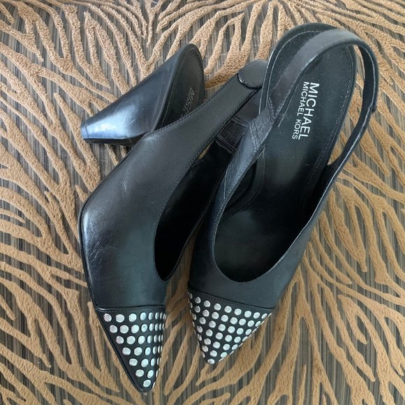 Michael Kors black and silver studded slingback - Picture 1 of 1
